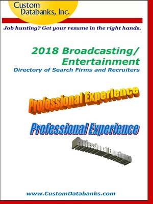 cover image of 2018 Broadcasting/Entertainment Directory of Search Firms and Recruiters 